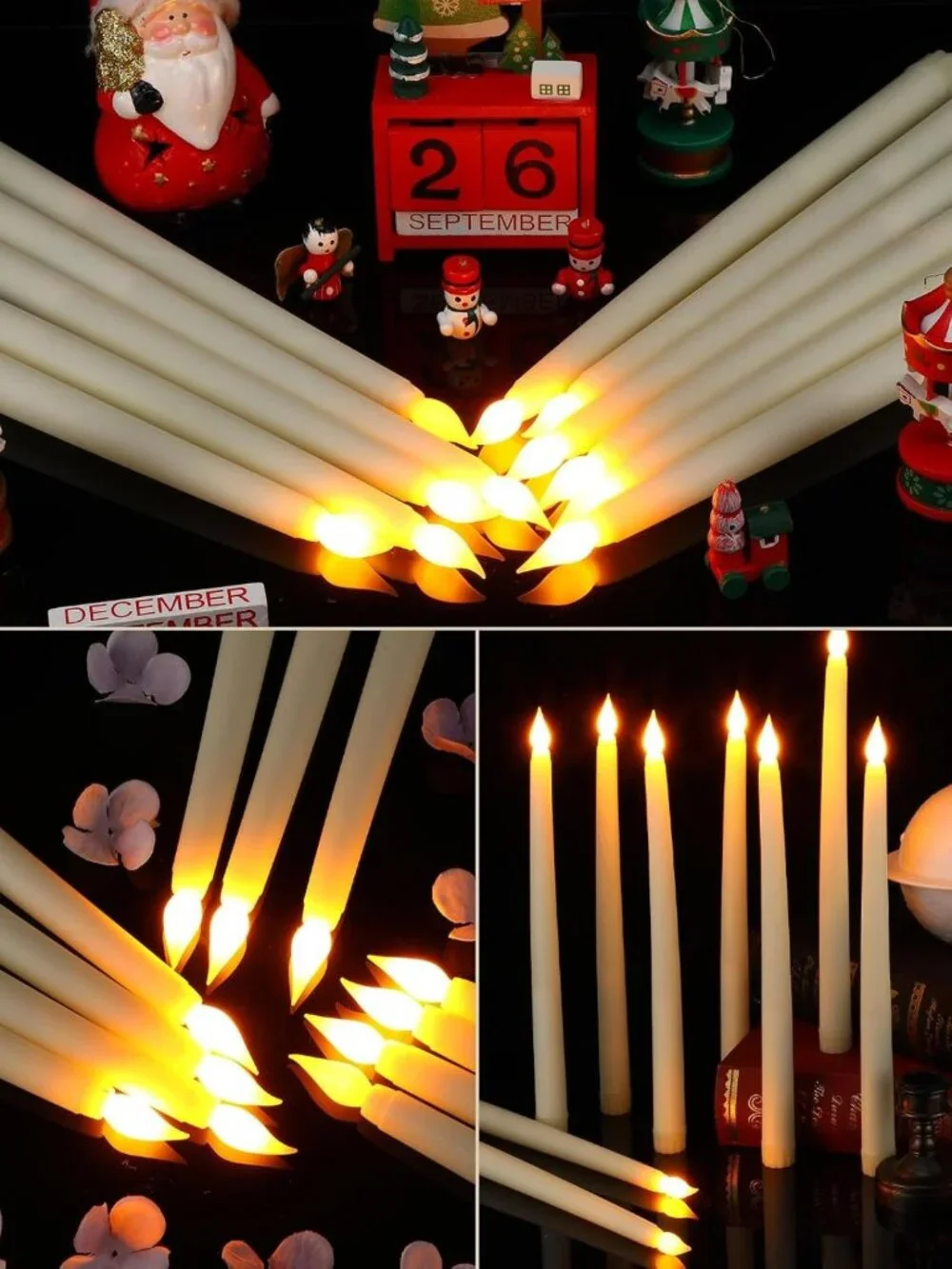 72 Pcs Ivory Flameless LED Taper Candles - 11 Inch Classic Bulk Set